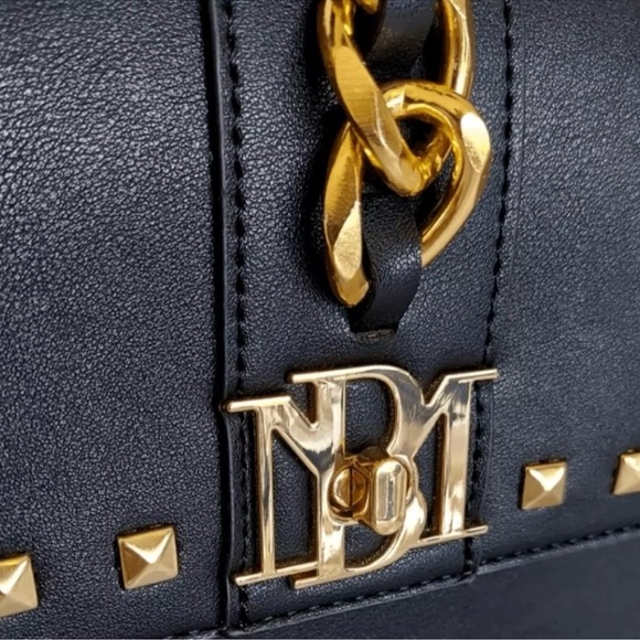 Badgley Mischka Black Purse or Crossbody with Goldtone studs and logo - Picture 6 of 16